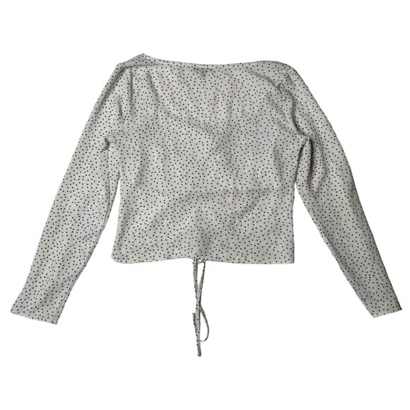 Dynamite Women's Black and White Polka Dot Long Sleeve, size Extra Small - Picture 4 of 9